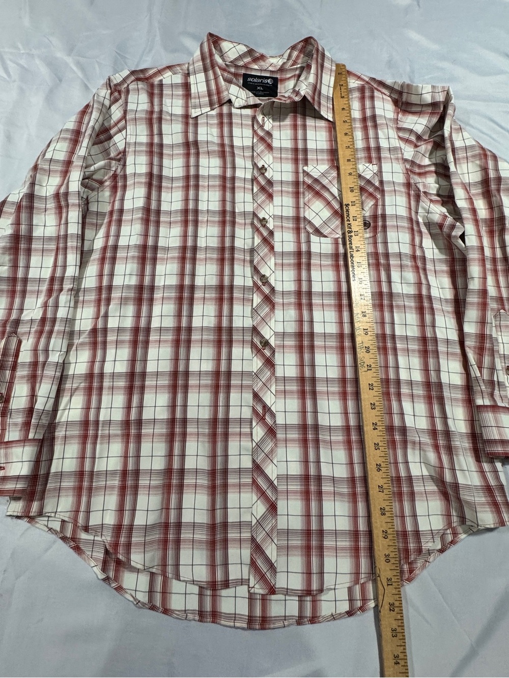 Solaris Solid Long-Sleeve Red Plaid Men's Shirt